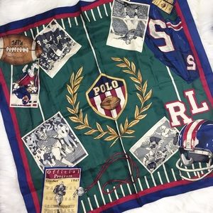 Vintage Polo Ralph Lauren Silk Football Scarf Wrap